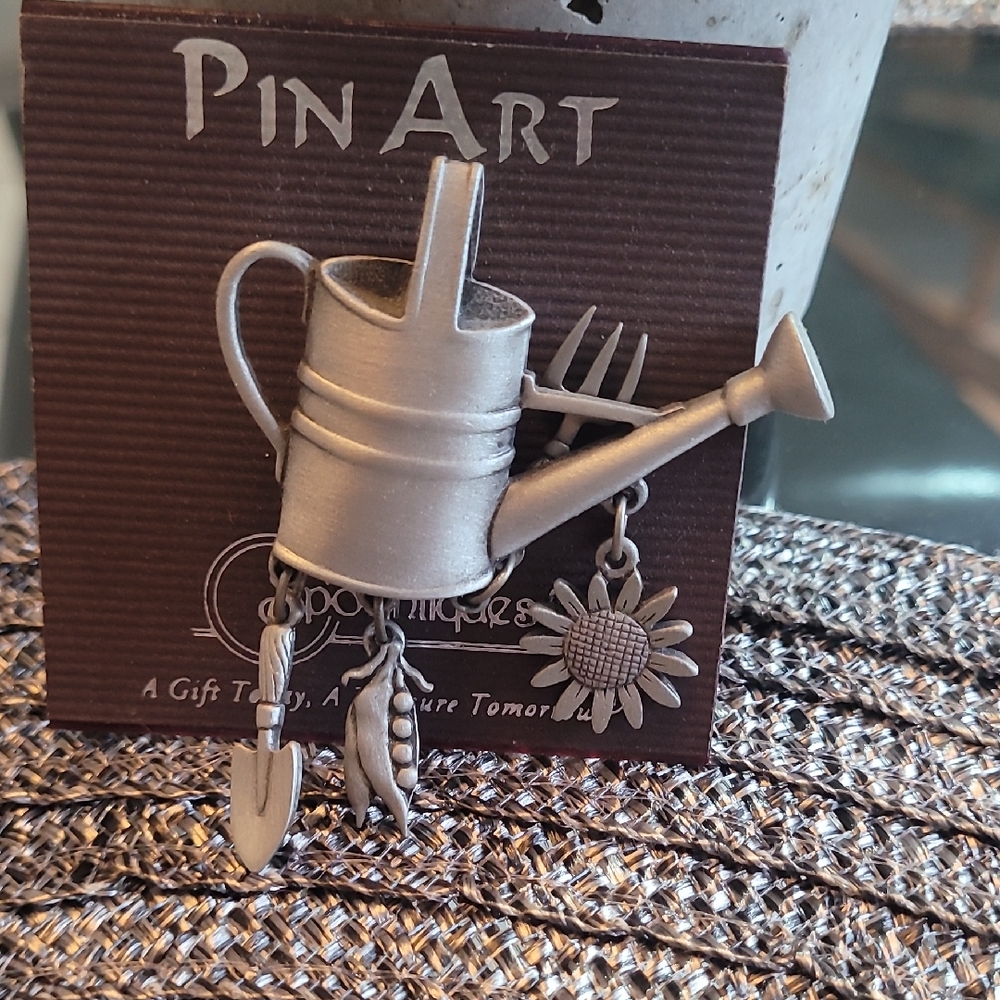 Silver Watering Can Brooch